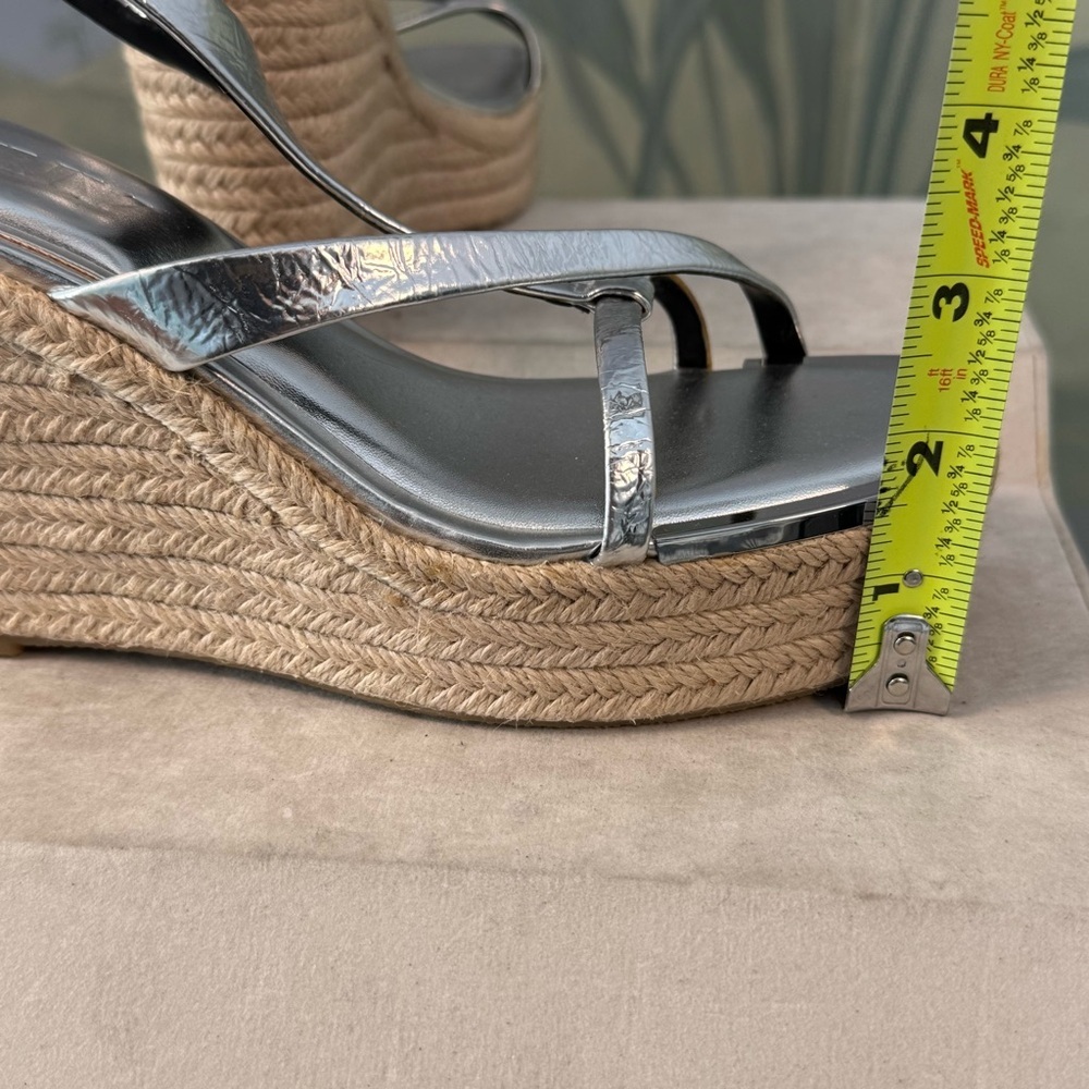 DKNY Metallic Silver Espadrille Wedge Sandals, size 6, NWOT - Picture 8 of 10